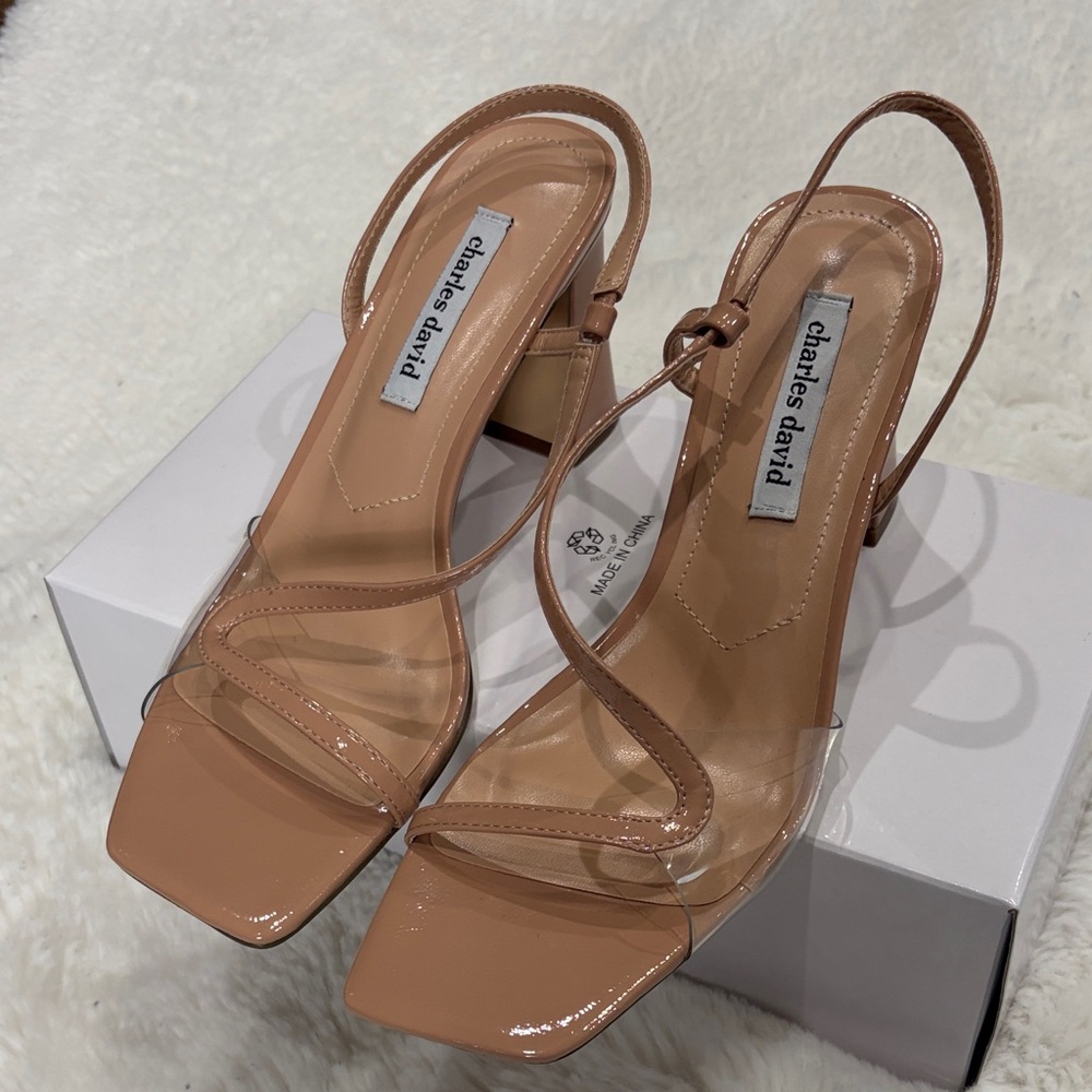 Charles David Nude Strappy Heels,size 9.5 - Picture 13 of 17